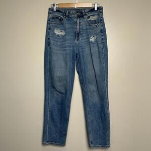 American Eagle Women’s Jeans 8 Mom Straight Distressed Stretch High Rise‎ Denim